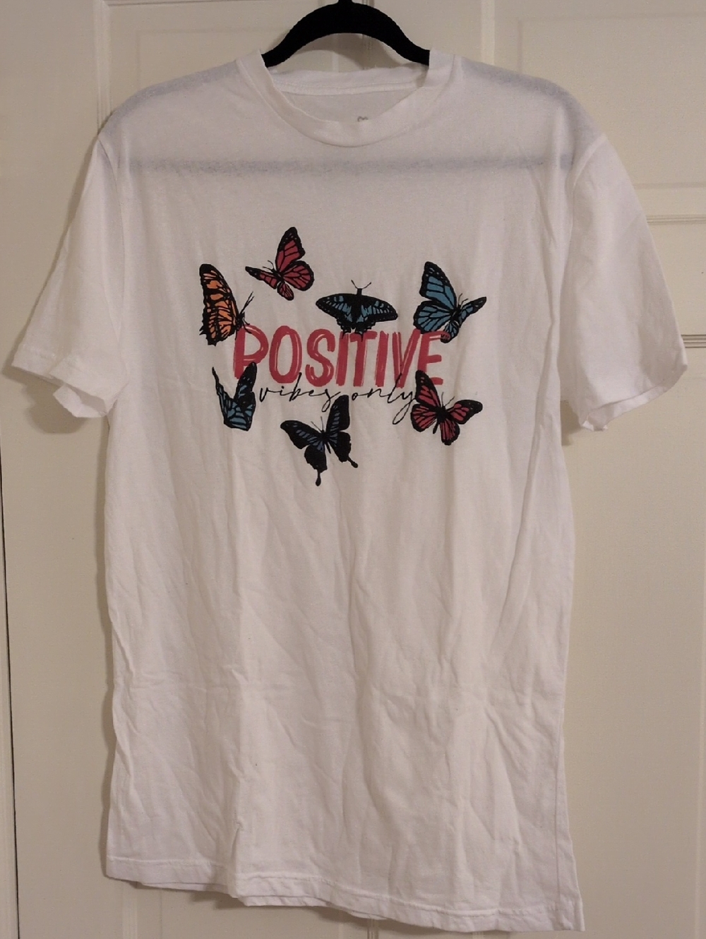 Positive Vibes Butterfly Tee - White